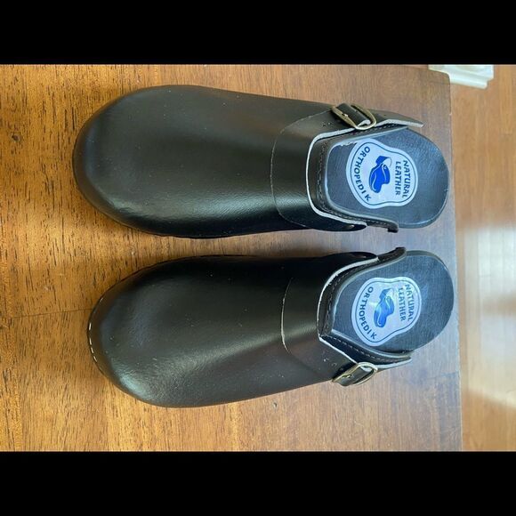 Orthopedik natural leather wooden clog blk size 41 new in packaging - Picture 3 of 5